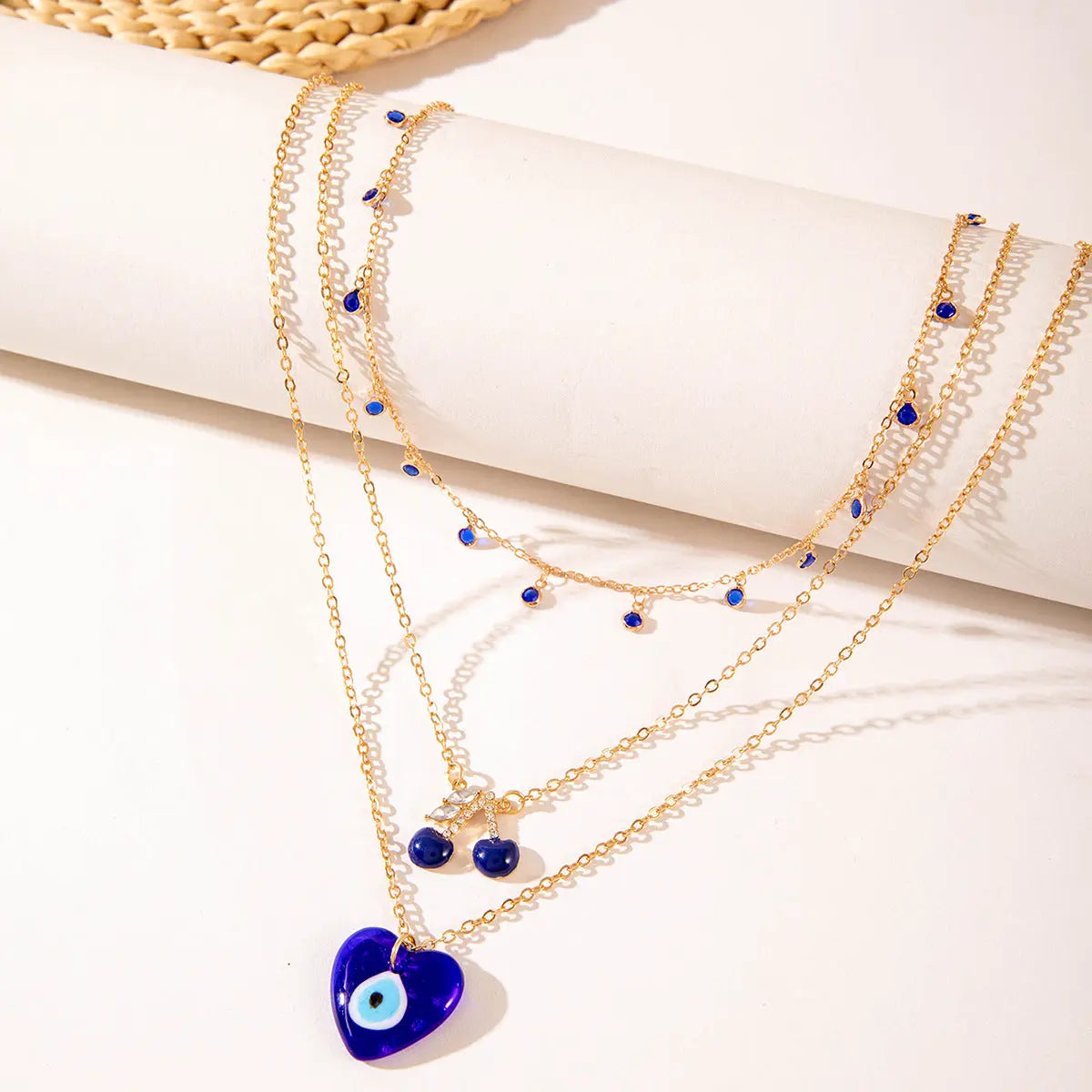 Collier Multicouche Perles Bleu Vert Vintage Simplicité - BMYANY