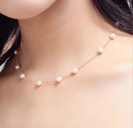 Collier Perles d'Eau Douce Argent Sterling 925 Ras du Cou Pour Femmes - BMYANY