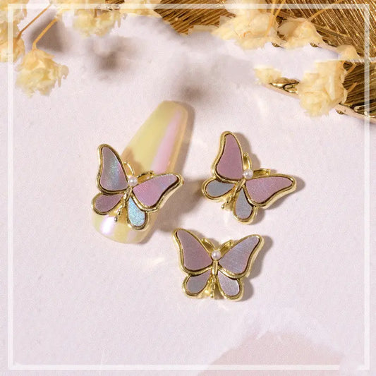 Décoration Ongles Papillon Cristal Bord Doré Strass 3D Nail Art - BMYANY