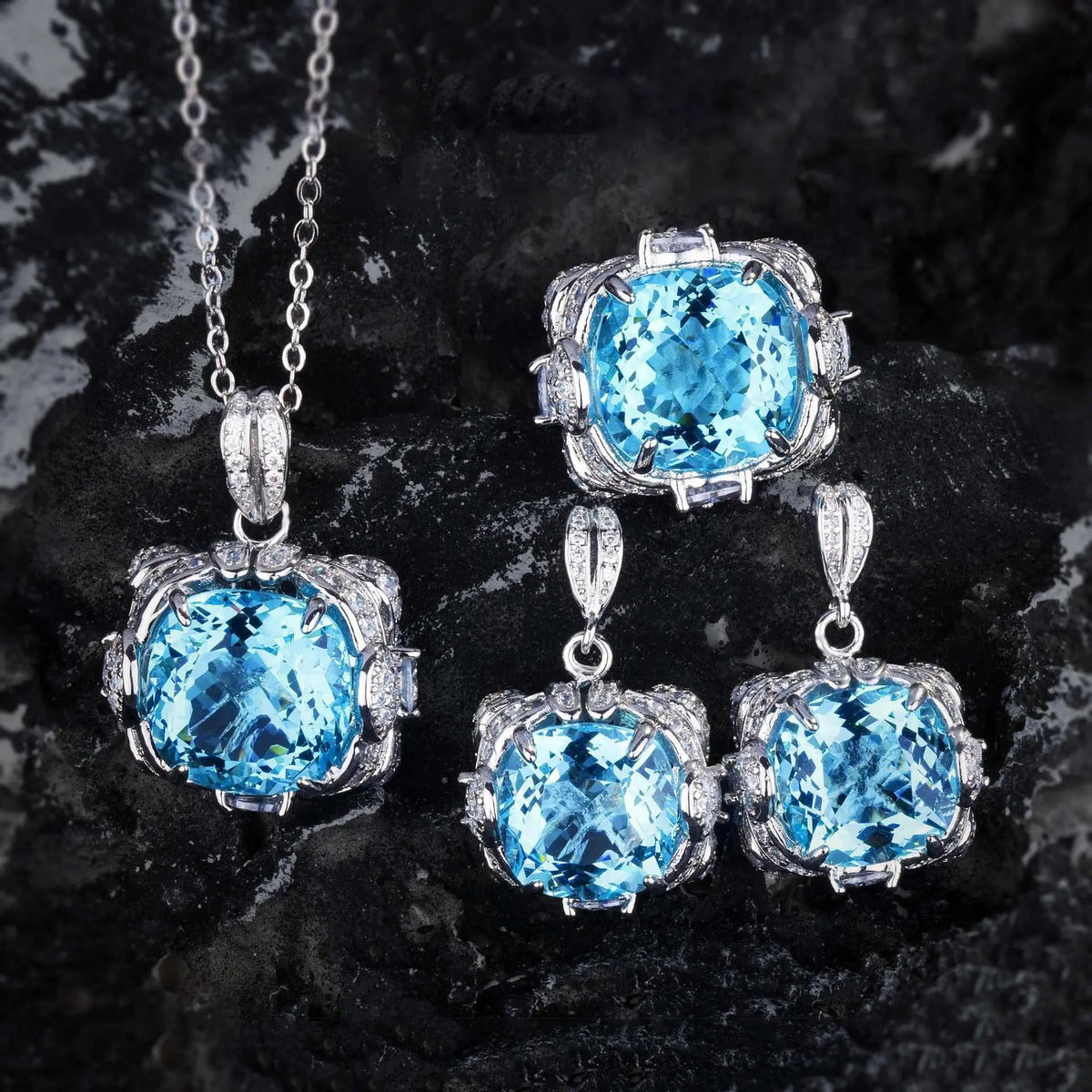 Ensemble Bijoux 3 Pièces Femme | Bague Collier Boucles | 4 Couleur - BMYANY