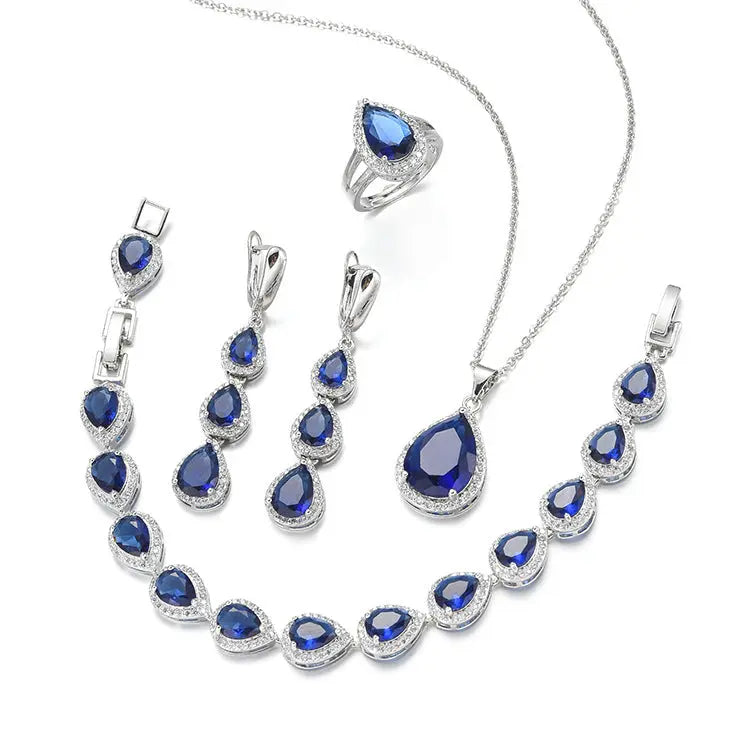 Ensemble Bijoux Goutte d'Eau Collier Long Boucles Bague Bracelet - BMYANY