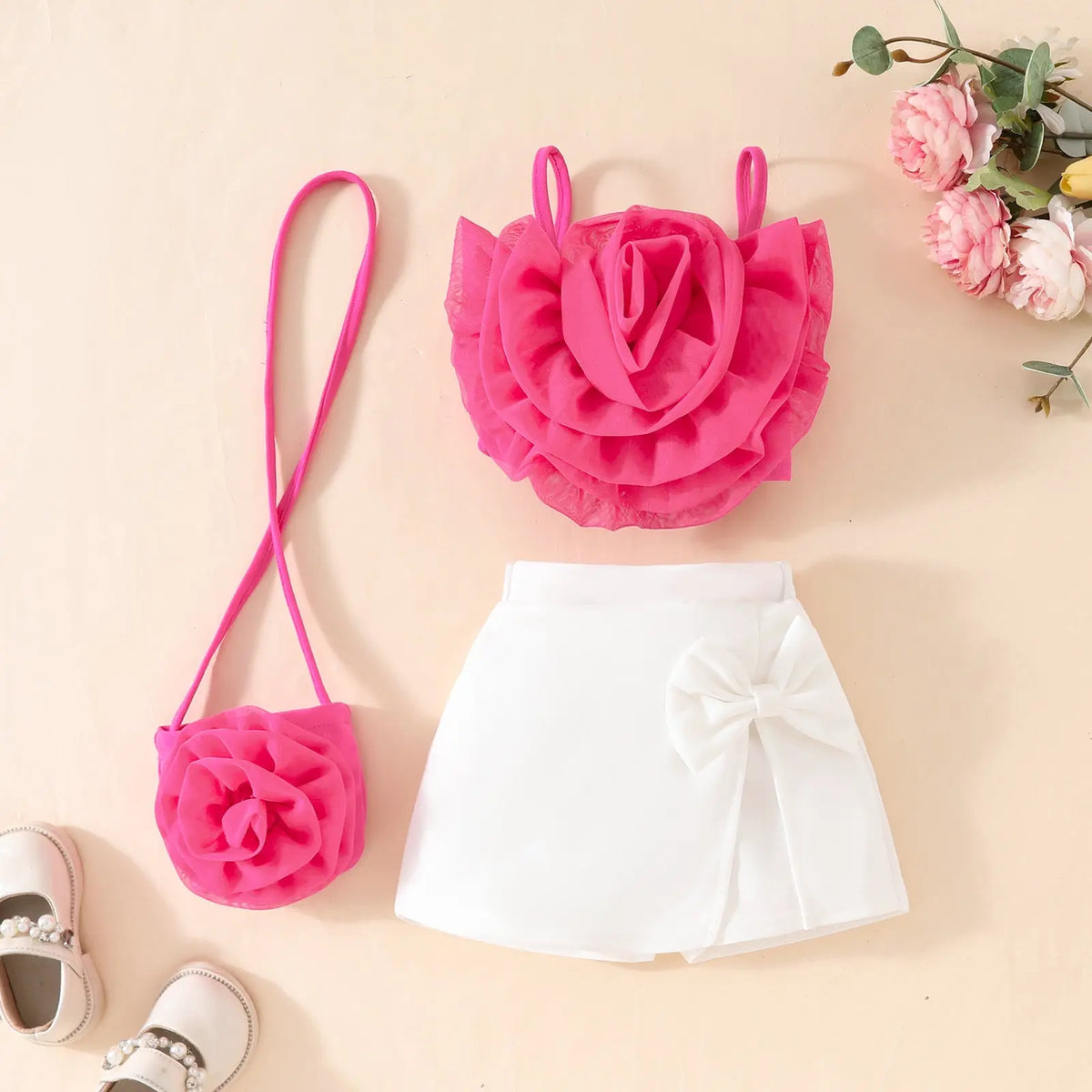 Ensemble Bretelles Fleurs 3D pour Fille - BMYANY