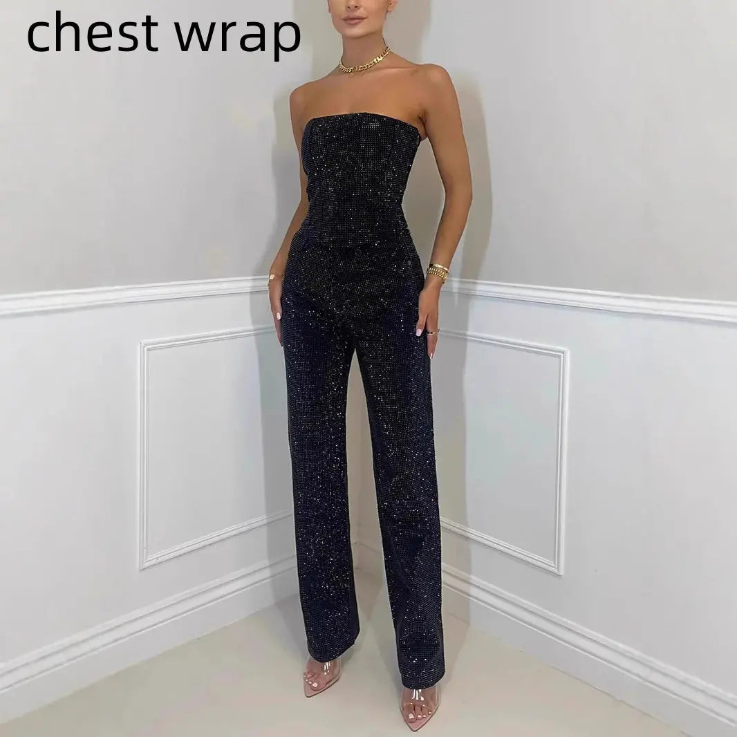 Ensemble Femme Gilet Scintillant et Pantalon Diamant - BMYANY