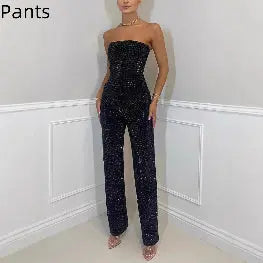 Ensemble Femme Gilet Scintillant et Pantalon Diamant - BMYANY