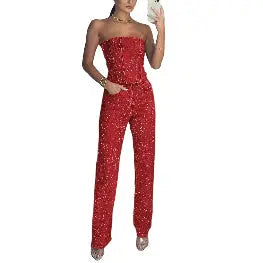 Ensemble Femme Gilet Scintillant et Pantalon Diamant - BMYANY