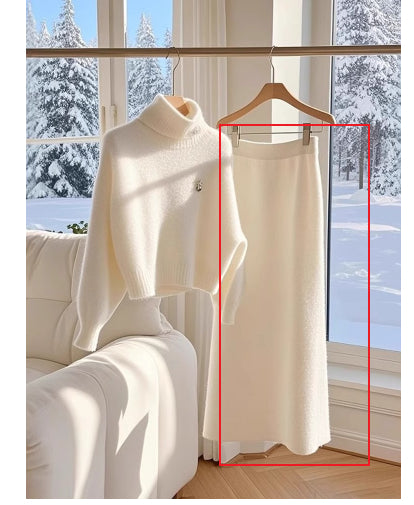 Ensemble Femme Tricot Blanc Pull et Jupe Longue Élégant - BMYANY
