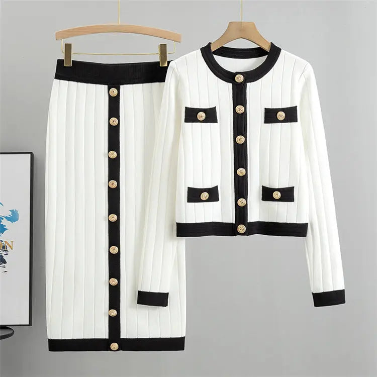Ensemble Tricoté 2 Pièces Femme - Cardigan et Jupe Automne-Hiver - BMYANY