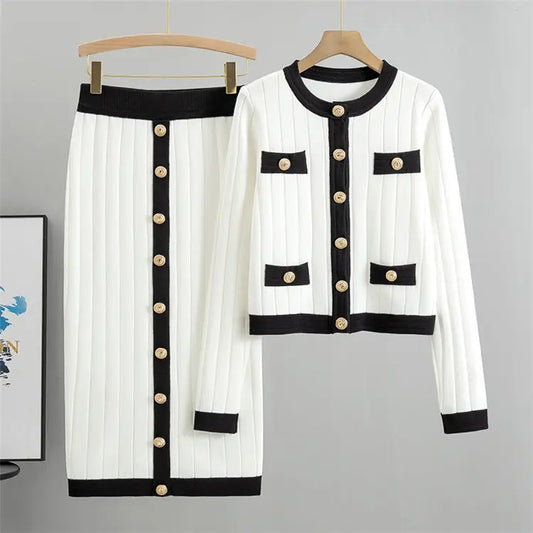Ensemble Tricoté 2 Pièces Femme - Cardigan et Jupe Automne-Hiver - BMYANY
