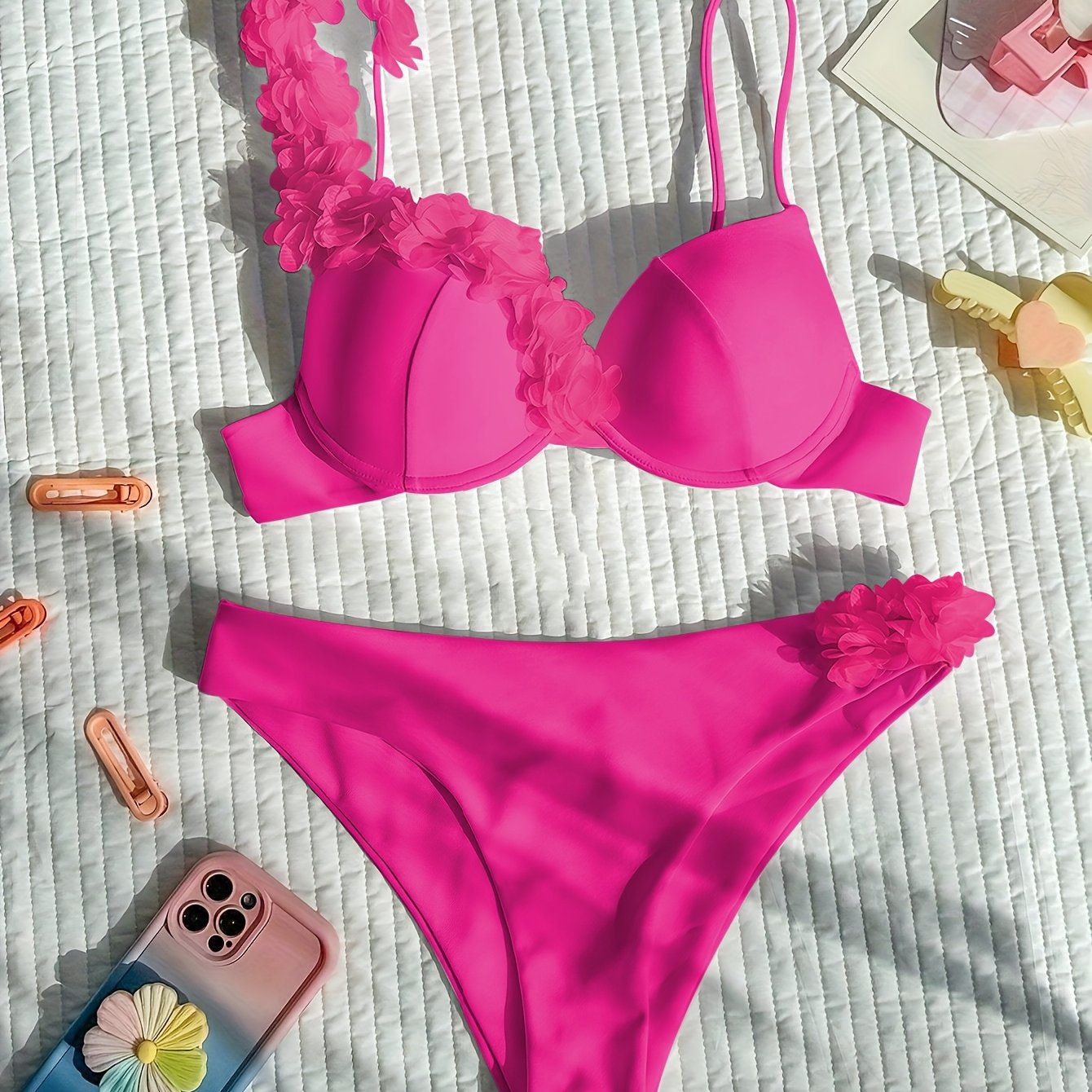 Ensemble bikini femmes 25SS Tendance Été Blanc Fleur - BMYANY