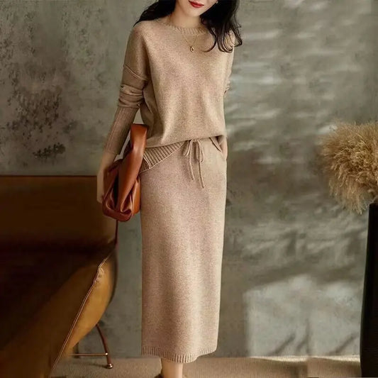 Ensemble deux pièces haut ample et jupe en tricot pour femme - BMYANY