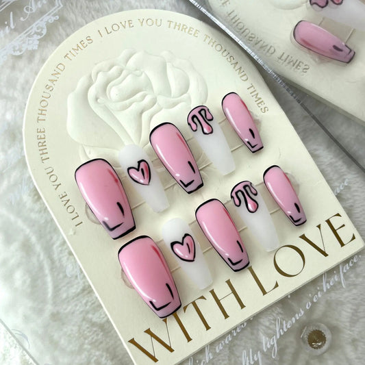 Faux Ongles Longs Faits Main avec Autocollants - Produit Fini - BMYANY