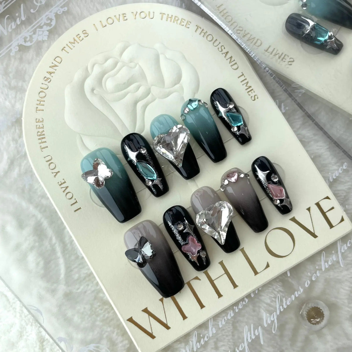 Faux Ongles Longs Faits Main avec Autocollants - Produit Fini - BMYANY