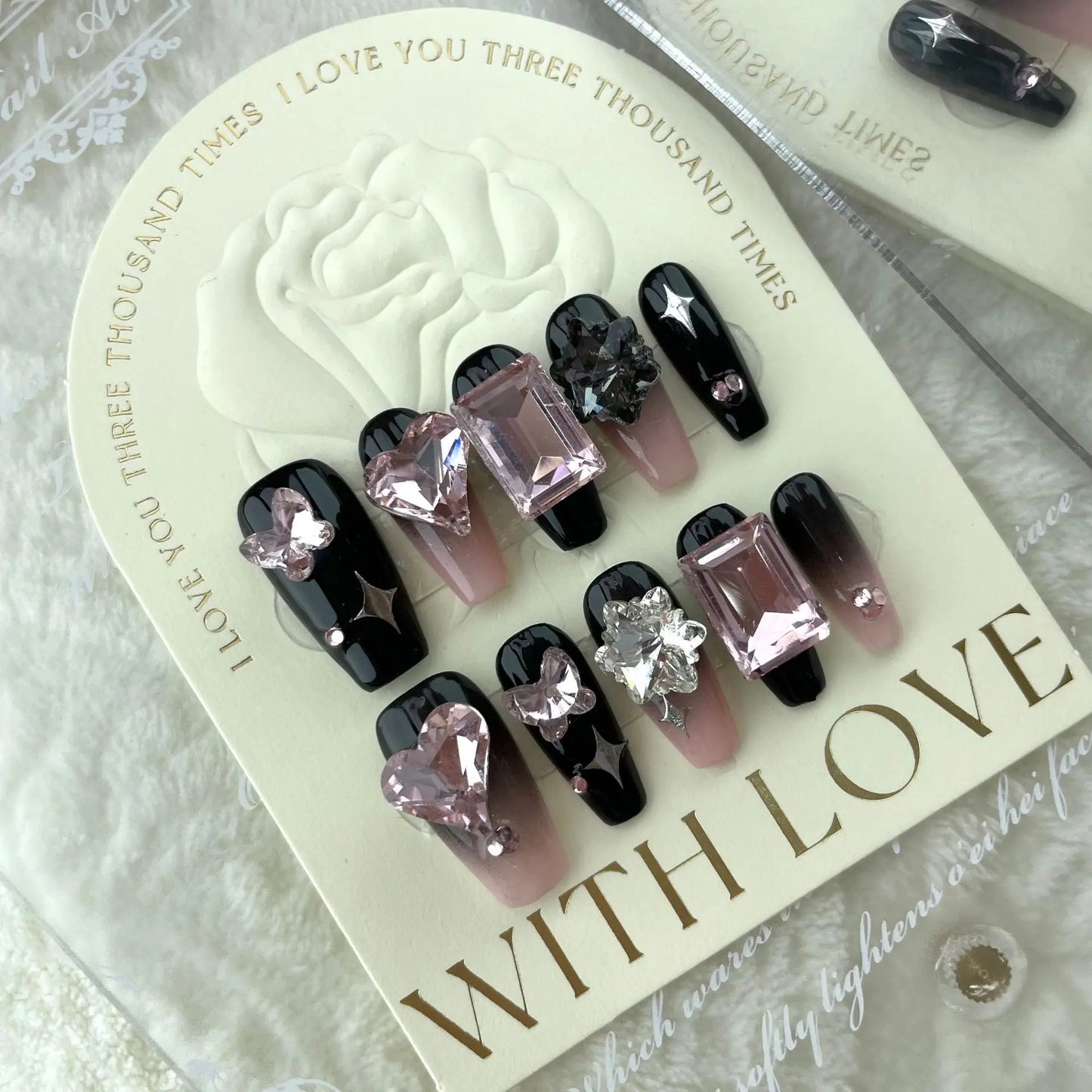 Faux Ongles Longs Faits Main avec Autocollants - Produit Fini - BMYANY
