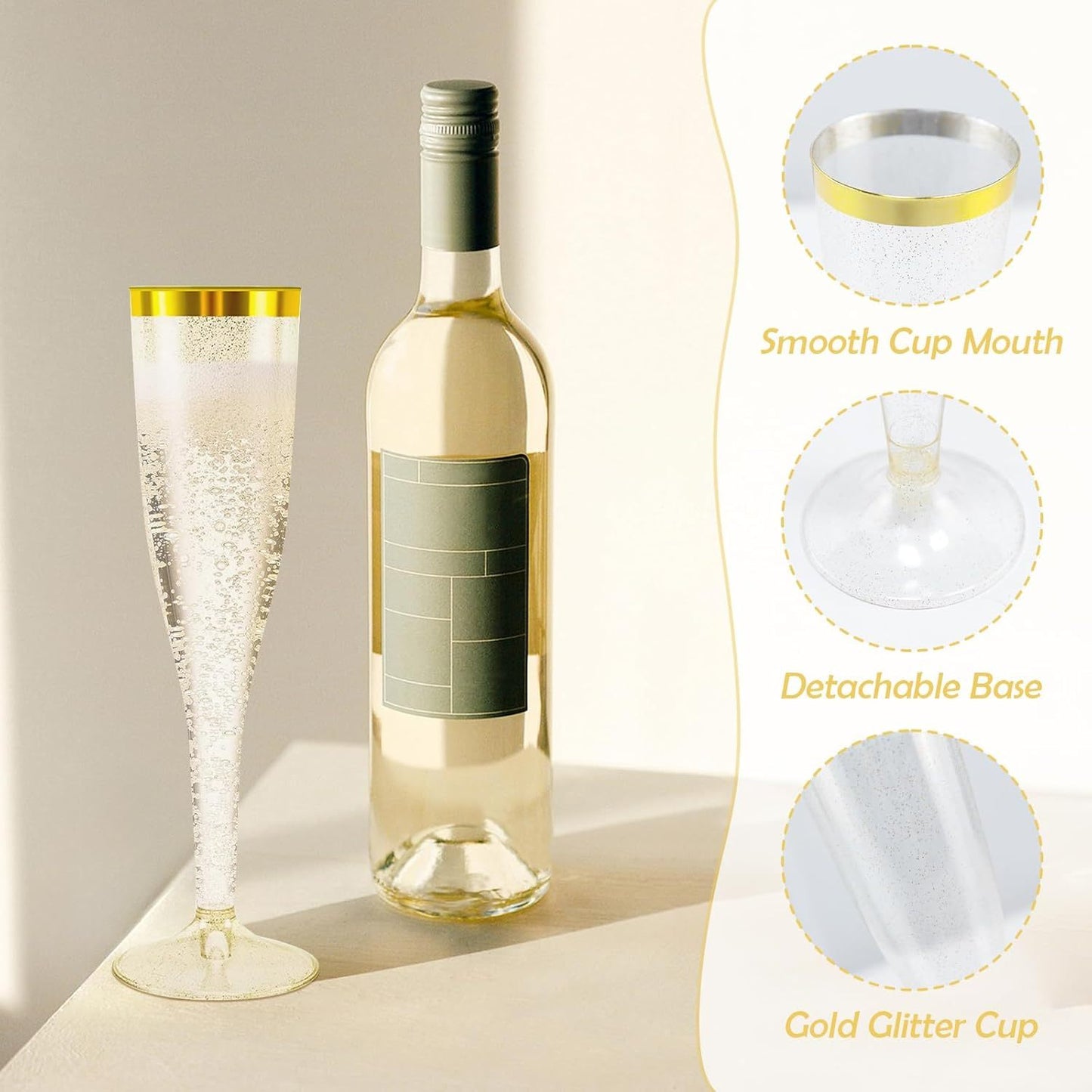 Flûtes à Champagne en Plastique - Lot de 50 Pièces - BMYANY
