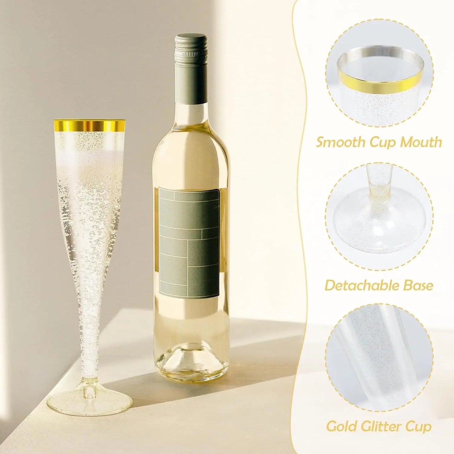 Flûtes à Champagne en Plastique - Lot de 50 Pièces - BMYANY