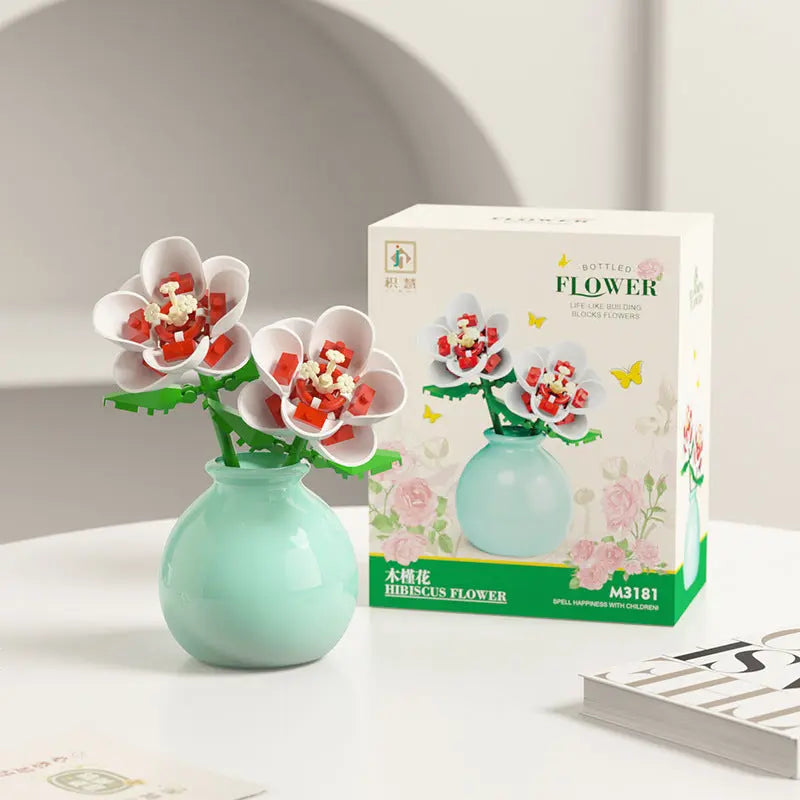 Fleurs en Briques de Construction - Jouet Éducatif Série Vase Décoratif - BMYANY
