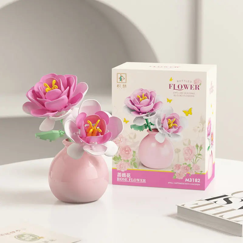 Fleurs en Briques de Construction - Jouet Éducatif Série Vase Décoratif - BMYANY