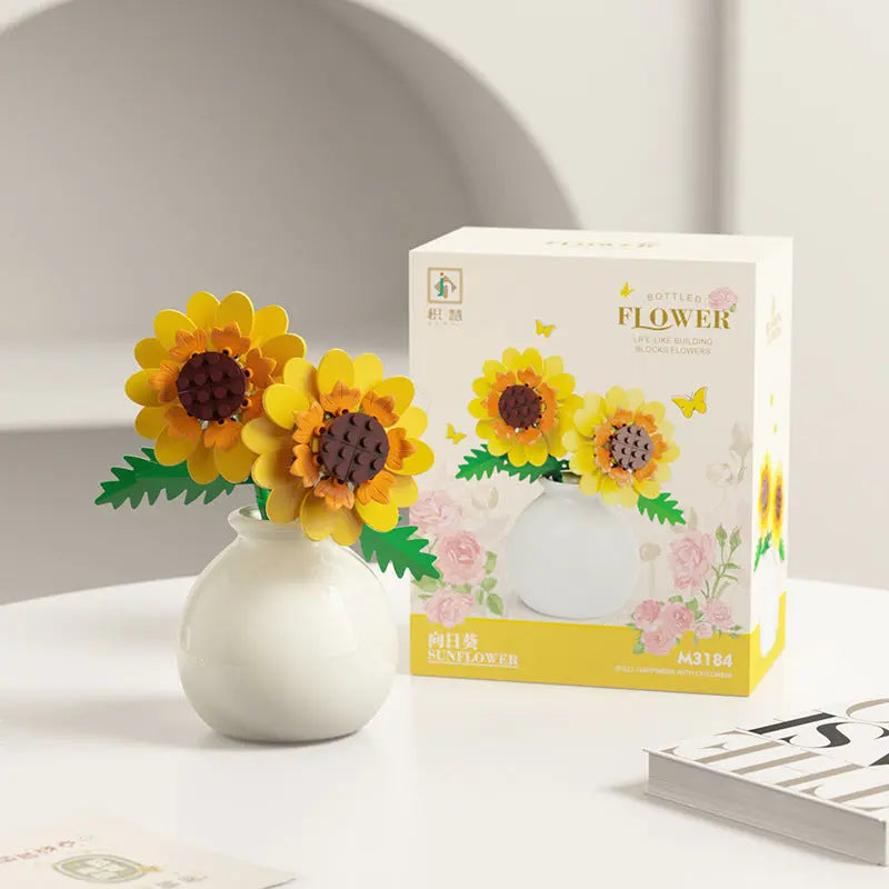 Fleurs en Briques de Construction - Jouet Éducatif Série Vase Décoratif - BMYANY
