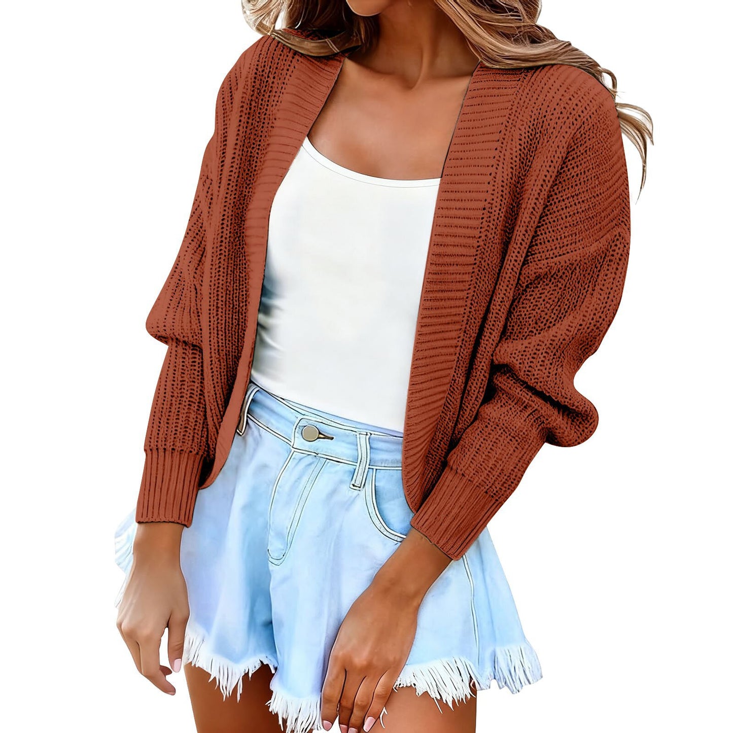 Gilet Cape Court Tricoté pour Femme - Cardigan - BMYANY