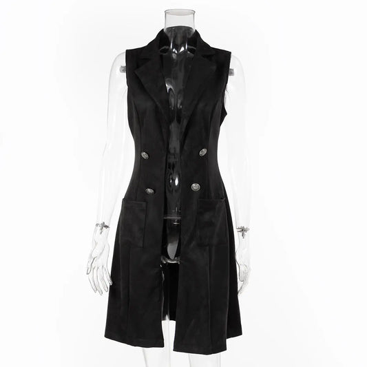 Gilet Femme Daim Ajusté Rétro Élégant - BMYANY