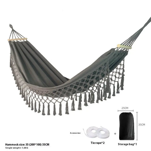 Hamac en Toile avec Bâtons Anti-Basculement - Fournitures Extérieur - BMYANY