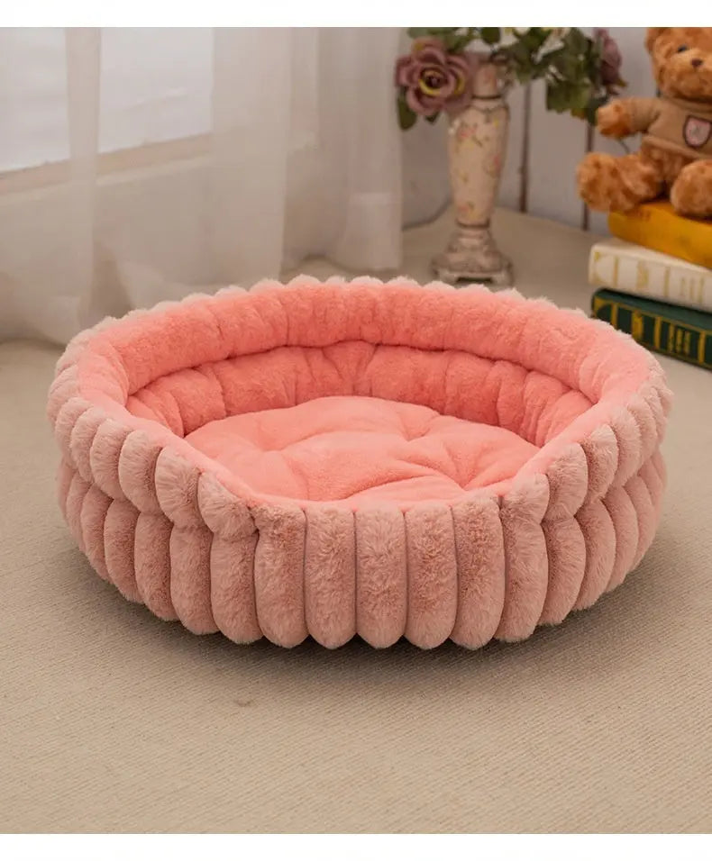 Lit Chat Rond Peluche Doux Forme Lapin Confortable - BMYANY
