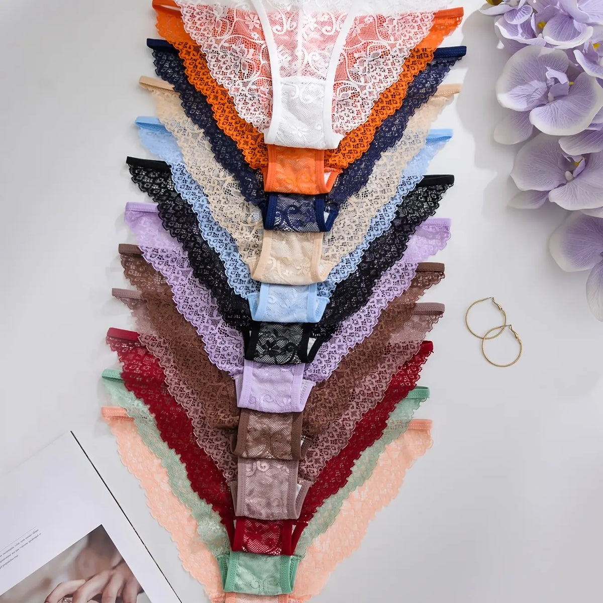 Lot de 12 Culottes Femme Taille Basse Dentelle - Haute Élasticité Emballage Individuel - BMYANY