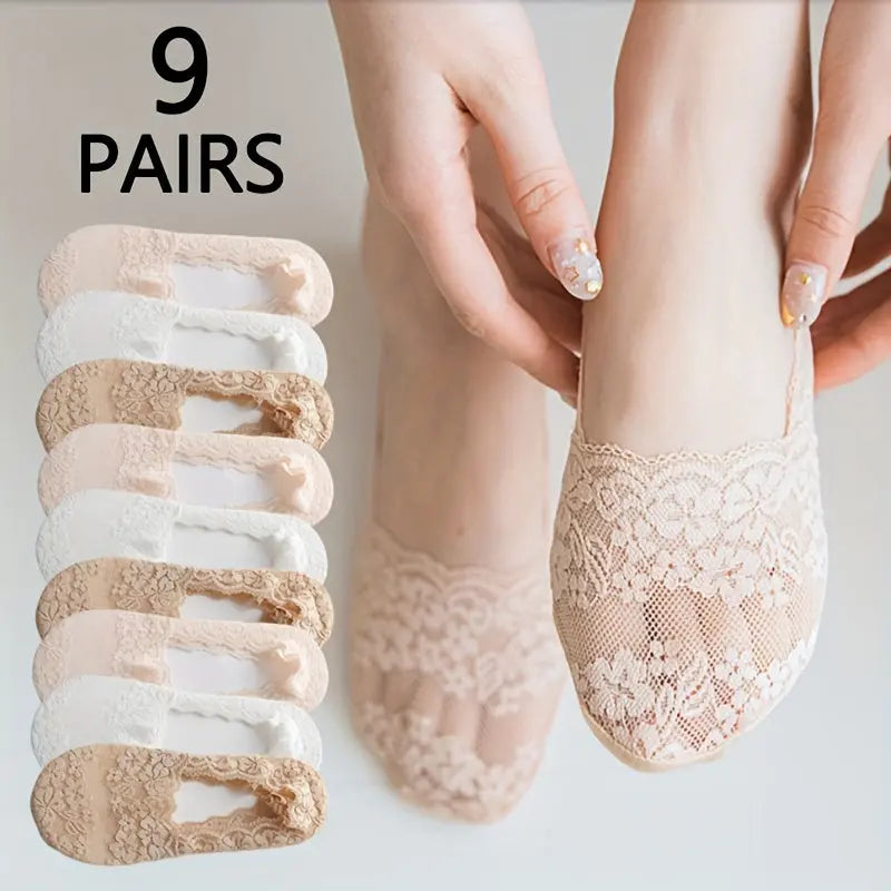 Lot de 9 Paires Chaussettes Femme Été Imprimé Floral Respirantes - BMYANY