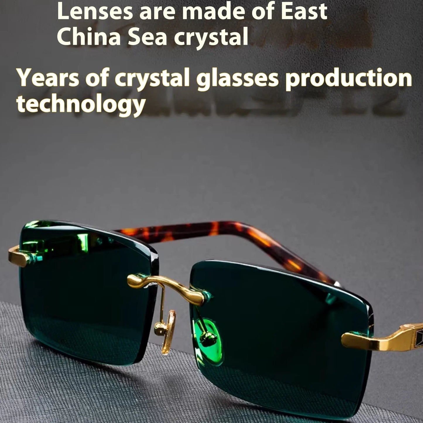Lunettes Cristal Vert Foncé Haut de Gamme Attire Richesse - BMYANY