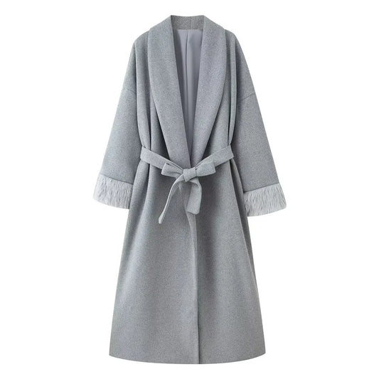 Pardessus femme Laine Automne hiver Poignets Lacés Coupe Ample - BMYANY