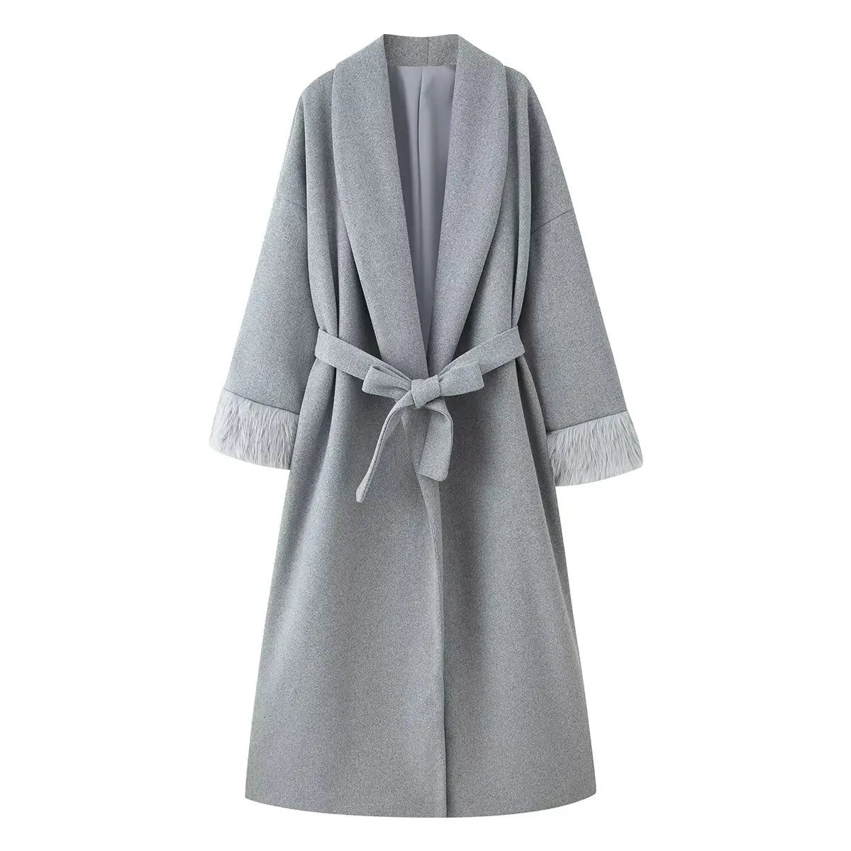 Pardessus femme Laine Automne hiver Poignets Lacés Coupe Ample - BMYANY