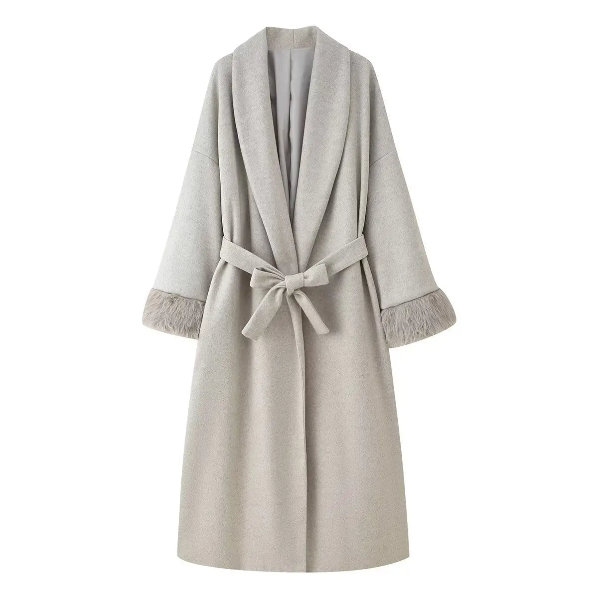 Pardessus femme Laine Automne hiver Poignets Lacés Coupe Ample - BMYANY