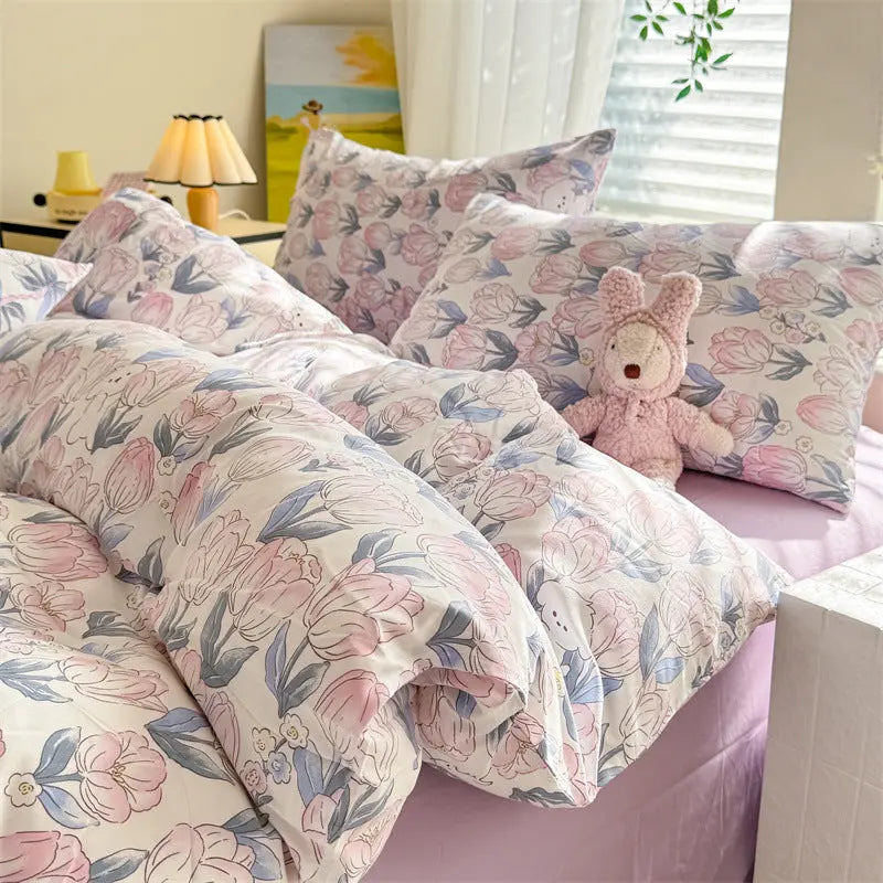 Parure de Lit 4 pièces Coton Nuage Super Doux Lavé - BMYANY