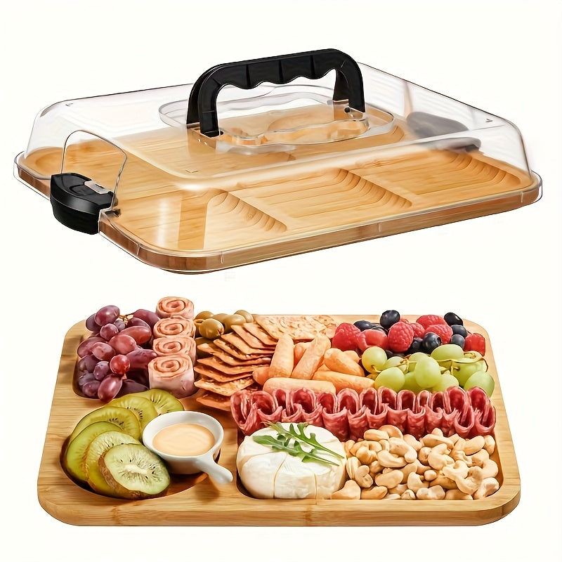 Plateau à Fromage en Bambou avec Couvercle Transparent - BMYANY