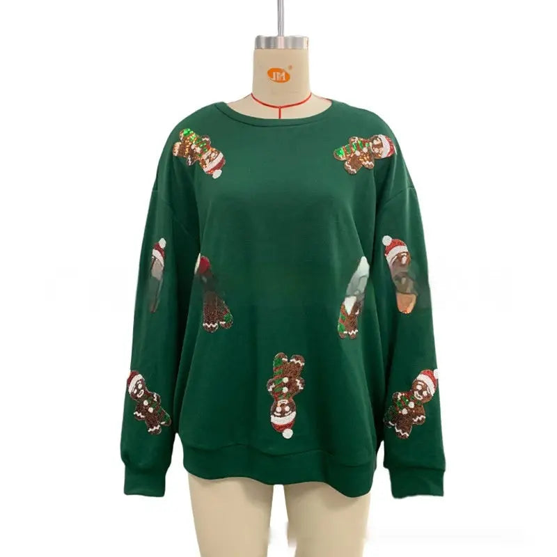 Pull Femme Noël Pain d’Épices à Paillettes - BMYANY