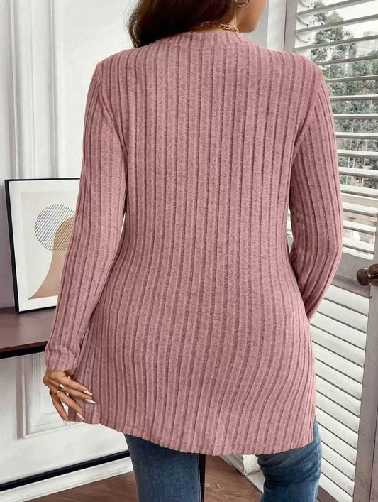 Pull Femmes Manches Longues Demi Zip Rayures Texturées - BMYANY