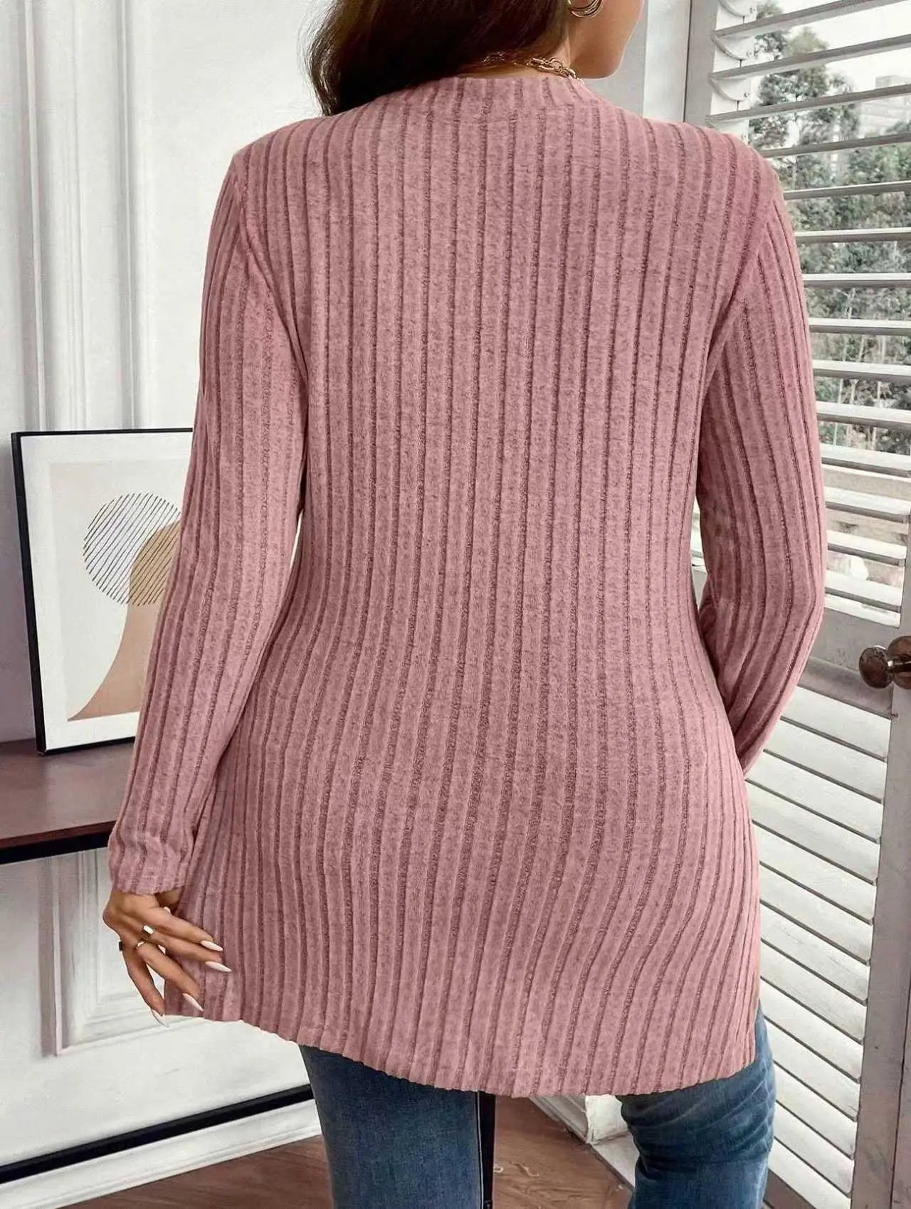 Pull Femmes Manches Longues Demi Zip Rayures Texturées - BMYANY
