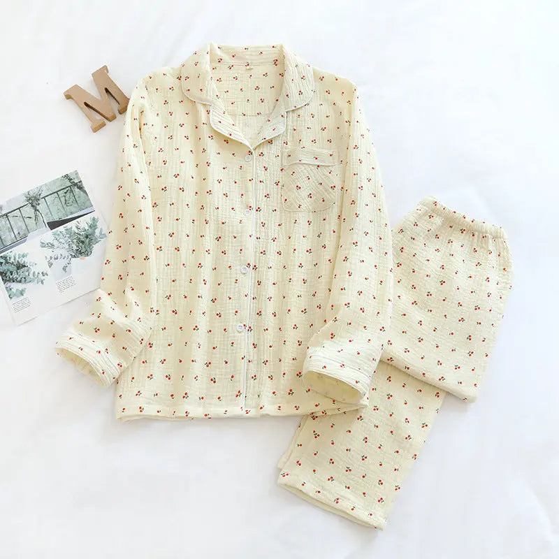Pyjama femme coton Ensemble doux pièces manches longues col chemise - BMYANY