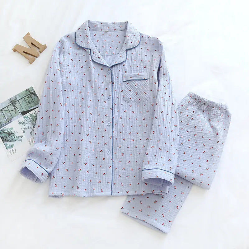 Pyjama femme coton Ensemble doux pièces manches longues col chemise - BMYANY
