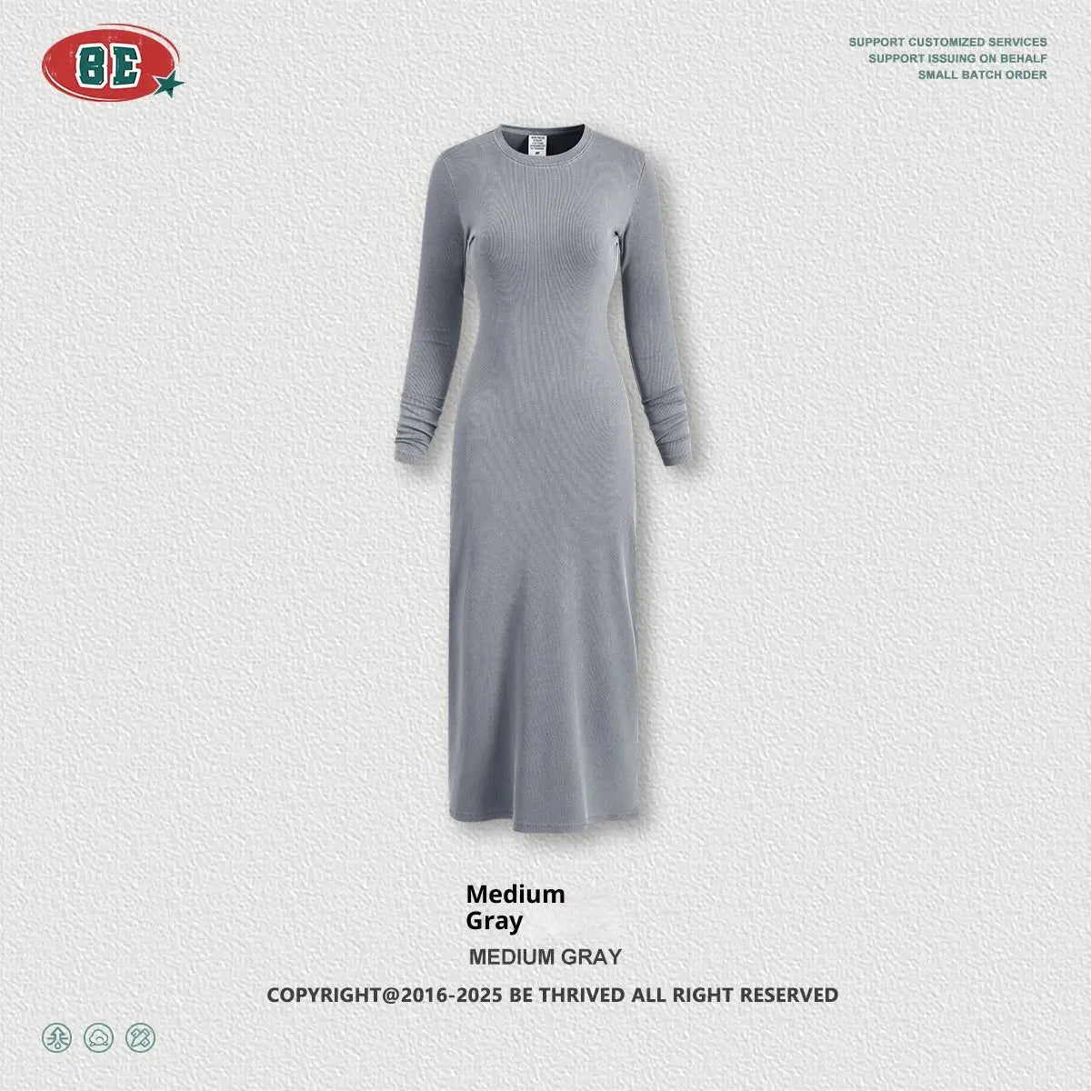 Robe Fourreau Fendue à Manches Longues pour Femme - BMYANY