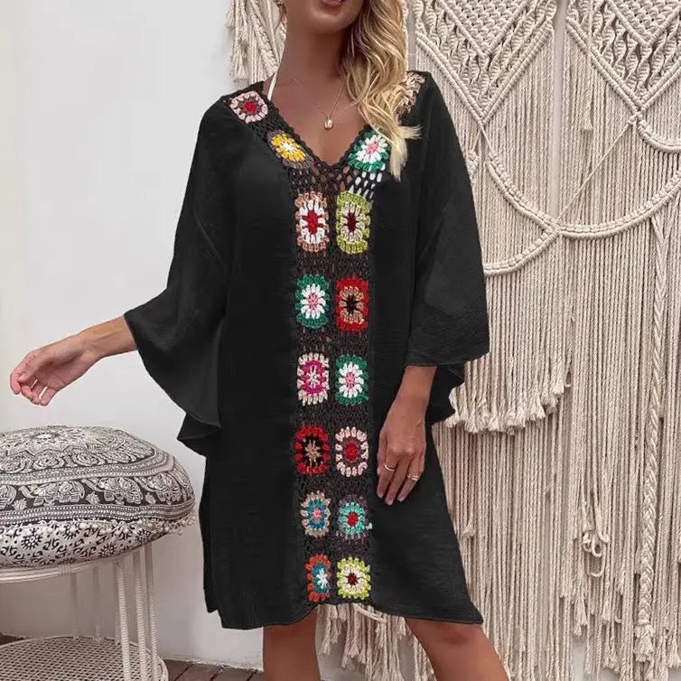Robe de Plage Femme Crochet Ajourée - Tunique Cover-Up Bohème - BMYANY