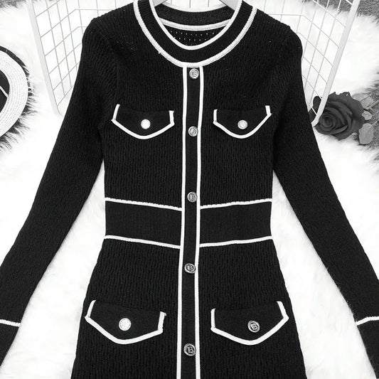 Robe femmes ajustée quatre poches couleurs contrastées affinante - BMYANY