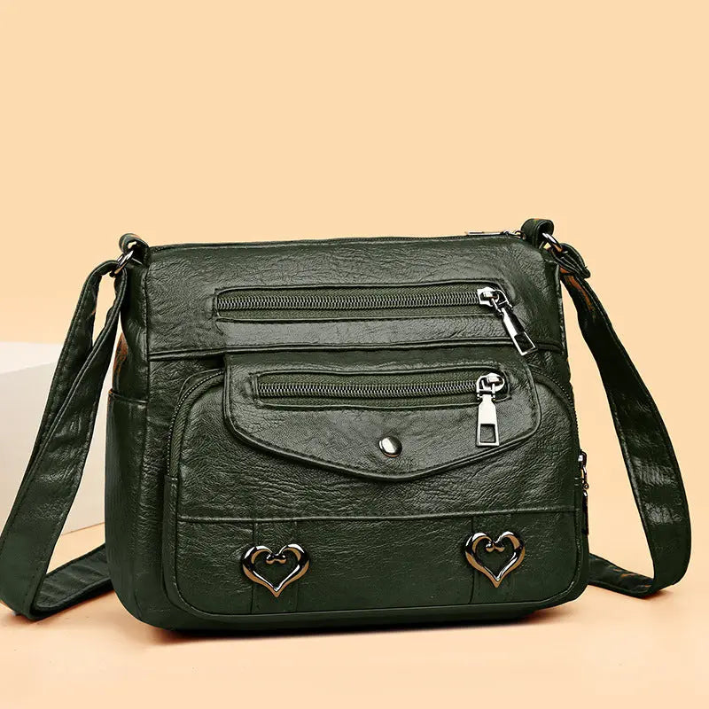 Sac Bandoulière en Cuir Souple Multi-Poches Polyvalent - BMYANY