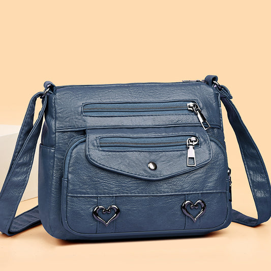 Sac Bandoulière en Cuir Souple Multi-Poches Polyvalent - BMYANY