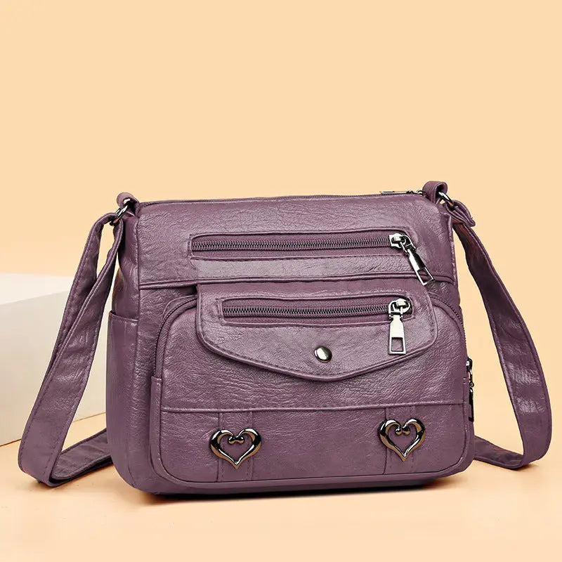Sac Bandoulière en Cuir Souple Multi-Poches Polyvalent - BMYANY