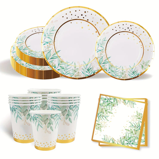 Set Vaisselle Jetable Élégante Or - 50 /100 Pièces - BMYANY