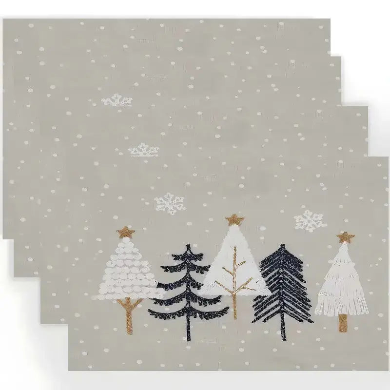 Set de Table Isolant Noël Sapin Imprimé Lin - BMYANY