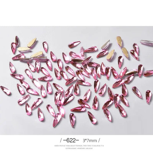 Strass Goutte d’Eau 3D pour Ongles 10 - Décoration Paillettes Longues - BMYANY