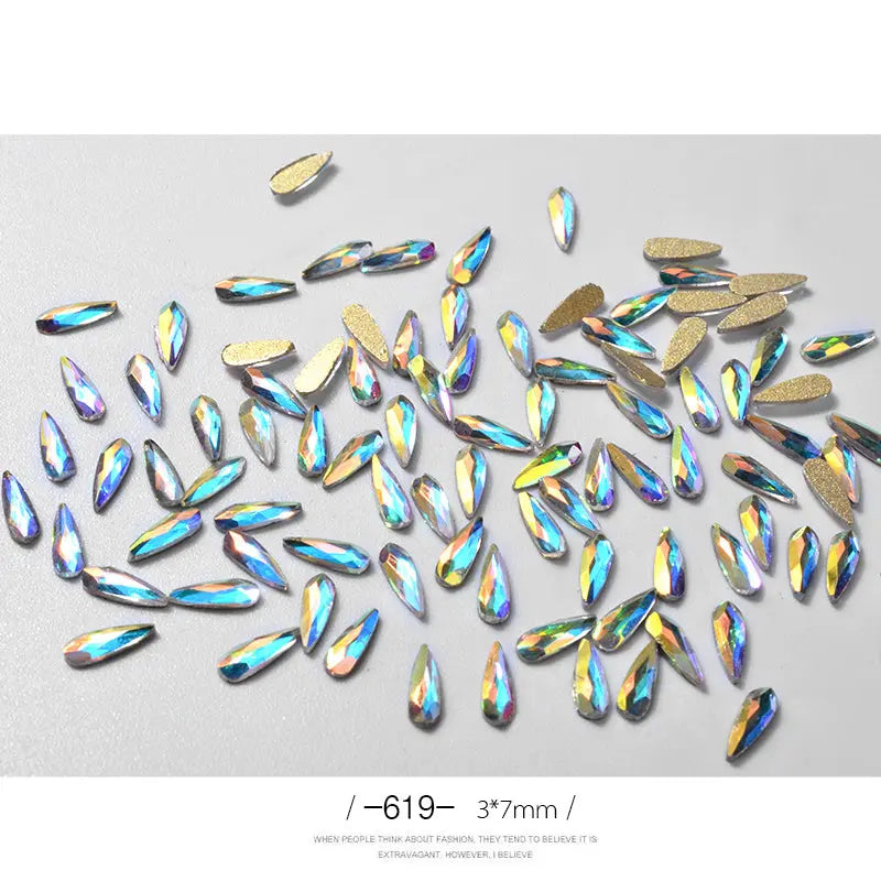 Strass Goutte d’Eau 3D pour Ongles 10 - Décoration Paillettes Longues - BMYANY