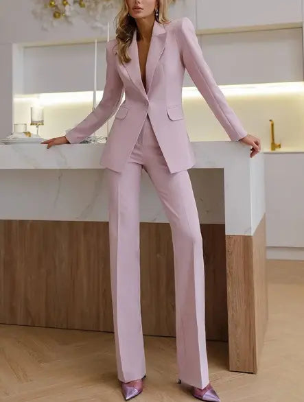 Tailleur Deux Pièces Rose Carmin Femme - Ensemble Formel Élégant - BMYANY